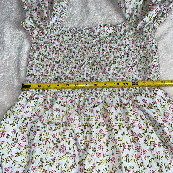 J. Crew Cottagecore 100%Cotton Short-sleeve smocked dress in meadow floral Sz XL - Picture 11 of 12